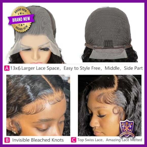 13x6 Deep Wave Bob Wig Human Hair HD Lace Front Glueless 12 Inch